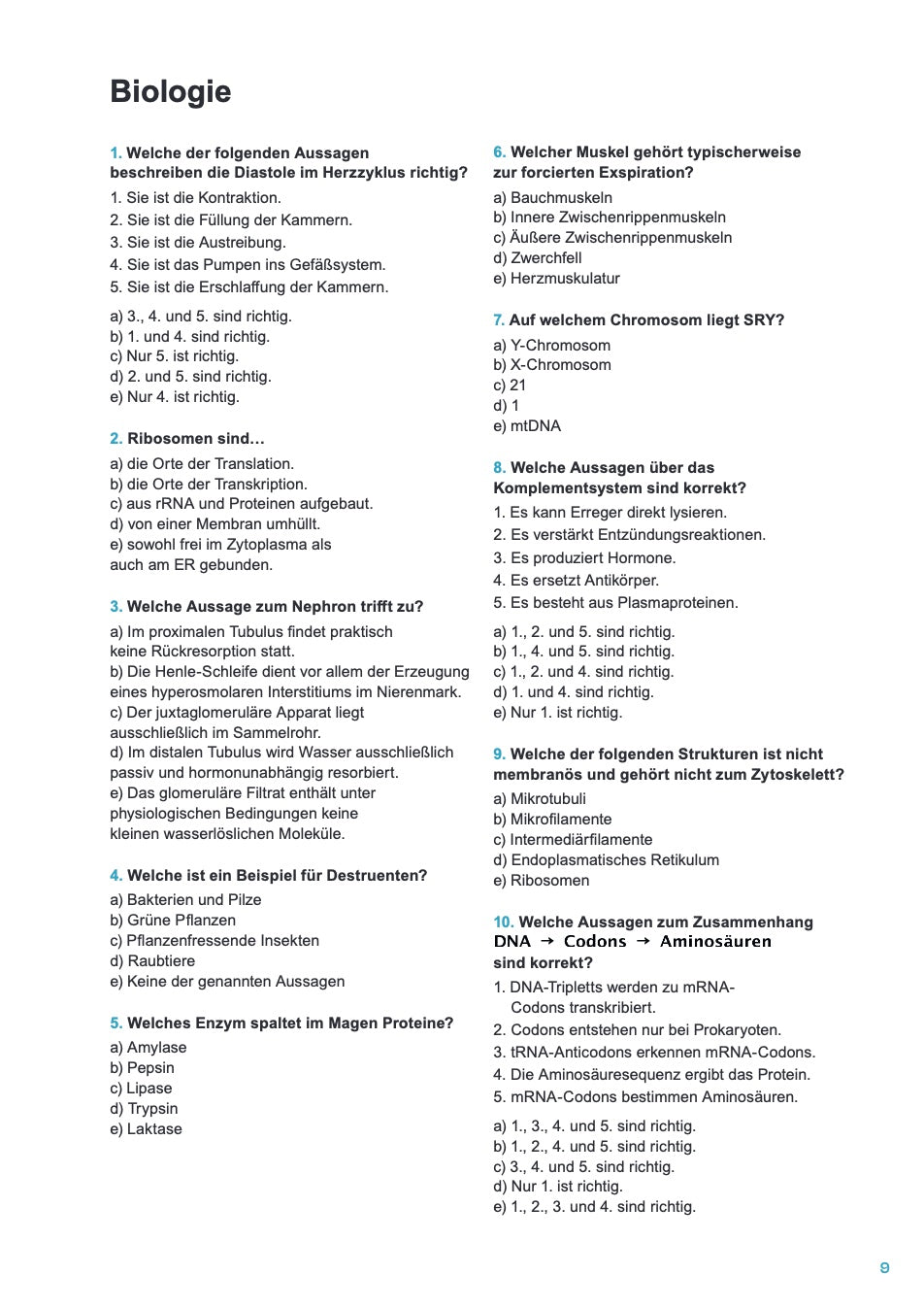 MedAT Kompass Band 2 BMS & TV – Leseprobe Biologie Testsimulation 1 mit Multiple-Choice-Aufgaben