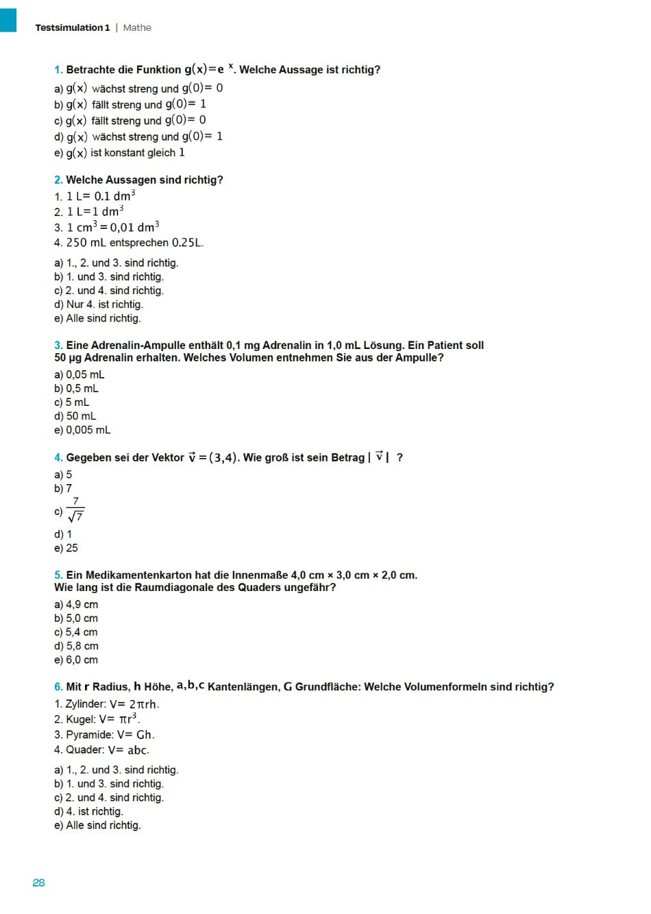 MedAT Kompass Band 4 Generalprobe – Leseprobe Mathe mit Aufgaben zu Funktionen, Einheiten und Volumenformeln